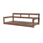 Twin Size Wooden Porch Swing Daybed - Outdoor Hanging Rope Swing with 600lb Weight Capacity for Patio, Garden, Backyard