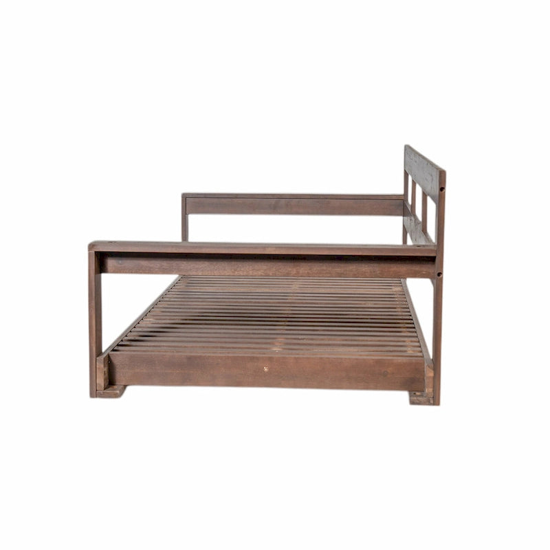 Twin Size Wooden Porch Swing Daybed - Outdoor Hanging Rope Swing with 600lb Weight Capacity for Patio, Garden, Backyard