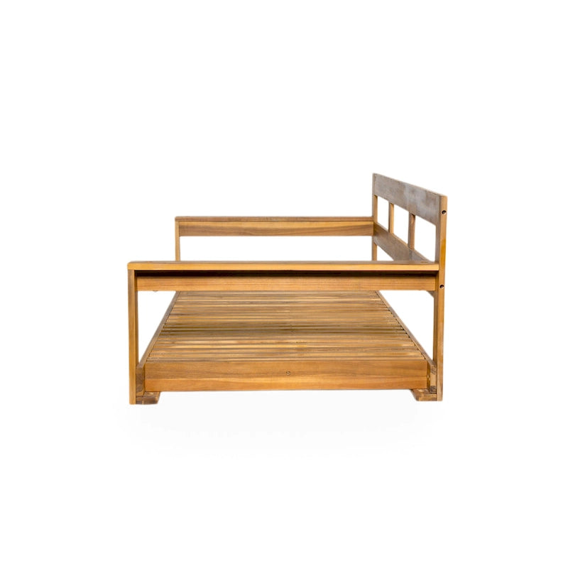 Twin Size Wooden Porch Swing Daybed - Outdoor Hanging Rope Swing with 600lb Weight Capacity for Patio, Garden, Backyard