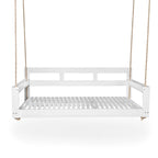 Twin Size Wooden Porch Swing Daybed - Outdoor Hanging Rope Swing with 600lb Weight Capacity for Patio, Garden, Backyard