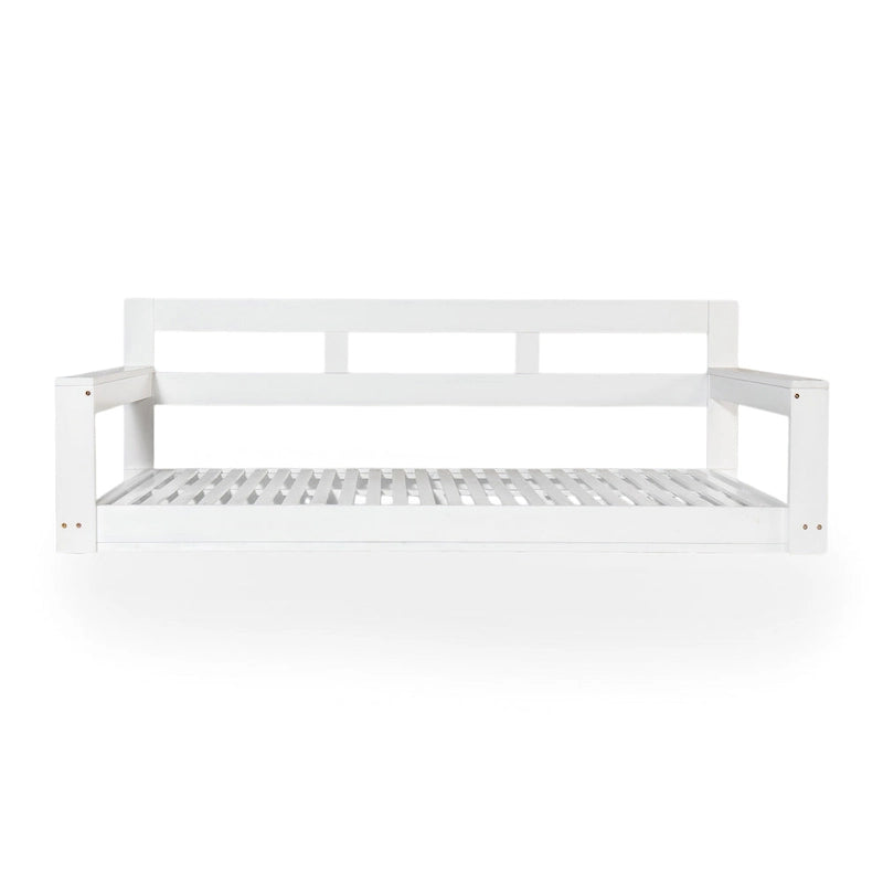 Twin Size Wooden Porch Swing Daybed - Outdoor Hanging Rope Swing with 600lb Weight Capacity for Patio, Garden, Backyard