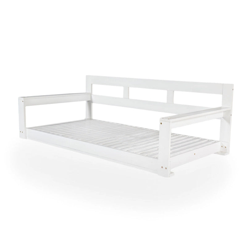 Twin Size Wooden Porch Swing Daybed - Outdoor Hanging Rope Swing with 600lb Weight Capacity for Patio, Garden, Backyard