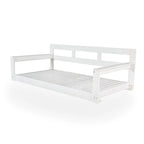 Twin Size Wooden Porch Swing Daybed - Outdoor Hanging Rope Swing with 600lb Weight Capacity for Patio, Garden, Backyard