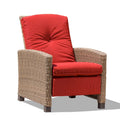 All-Weather Wicker Reclining Patio Chair with Extra Thick Cushion, Club Single Chair, Patio Lounge Chair