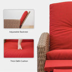 All-Weather Wicker Reclining Patio Chair with Extra Thick Cushion, Club Single Chair, Patio Lounge Chair