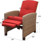All-Weather Wicker Reclining Patio Chair with Extra Thick Cushion, Club Single Chair, Patio Lounge Chair