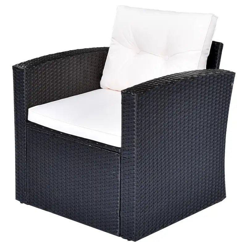 6-Piece Outdoor Wicker Sofa Set for 7 with Beige Cushions