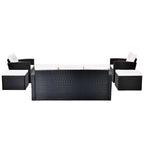 6-Piece Outdoor Wicker Sofa Set for 7 with Beige Cushions