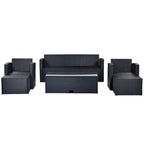 6-Piece Outdoor Wicker Sofa Set for 7 with Beige Cushions