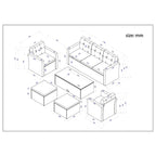 6-Piece Outdoor Wicker Sofa Set for 7 with Beige Cushions
