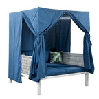 Outdoor Patio Rattan Canopy Daybed Sunbed with Curtain and Woven Rope Arm