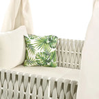 Outdoor Patio Rattan Canopy Daybed Sunbed with Curtain and Woven Rope Arm