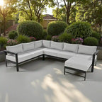 4-Piece Outdoor Patio Aluminum U-Shaped Sectional Sofa Set with Thick Cushions