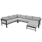 4-Piece Outdoor Patio Aluminum U-Shaped Sectional Sofa Set with Thick Cushions