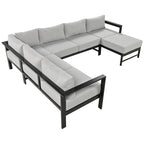 4-Piece Outdoor Patio Aluminum U-Shaped Sectional Sofa Set with Thick Cushions