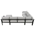 4-Piece Outdoor Patio Aluminum U-Shaped Sectional Sofa Set with Thick Cushions
