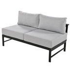 4-Piece Outdoor Patio Aluminum U-Shaped Sectional Sofa Set with Thick Cushions