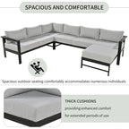 4-Piece Outdoor Patio Aluminum U-Shaped Sectional Sofa Set with Thick Cushions