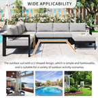 4-Piece Outdoor Patio Aluminum U-Shaped Sectional Sofa Set with Thick Cushions