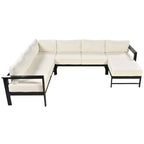 4-Piece Outdoor Patio Aluminum U-Shaped Sectional Sofa Set with Thick Cushions