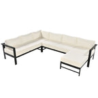 4-Piece Outdoor Patio Aluminum U-Shaped Sectional Sofa Set with Thick Cushions