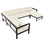 4-Piece Outdoor Patio Aluminum U-Shaped Sectional Sofa Set with Thick Cushions