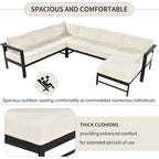 4-Piece Outdoor Patio Aluminum U-Shaped Sectional Sofa Set with Thick Cushions