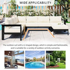 4-Piece Outdoor Patio Aluminum U-Shaped Sectional Sofa Set with Thick Cushions