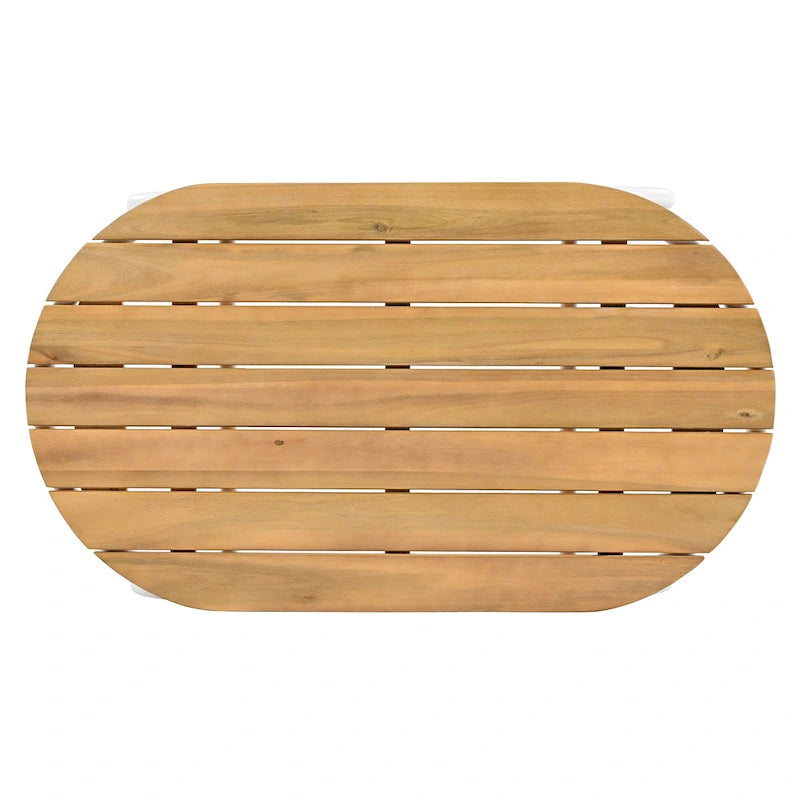 Set of 3 Patio Chaise Lounge Chair with Acacia Side Table