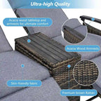 Wicker Patio Recliner Chair Set with Cushions and Storage Table