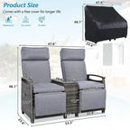 Wicker Patio Recliner Chair Set with Cushions and Storage Table