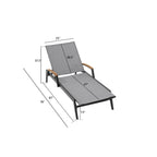 Outdoor Lounge Chairs with Adjustable Backrests and Teak Armrests