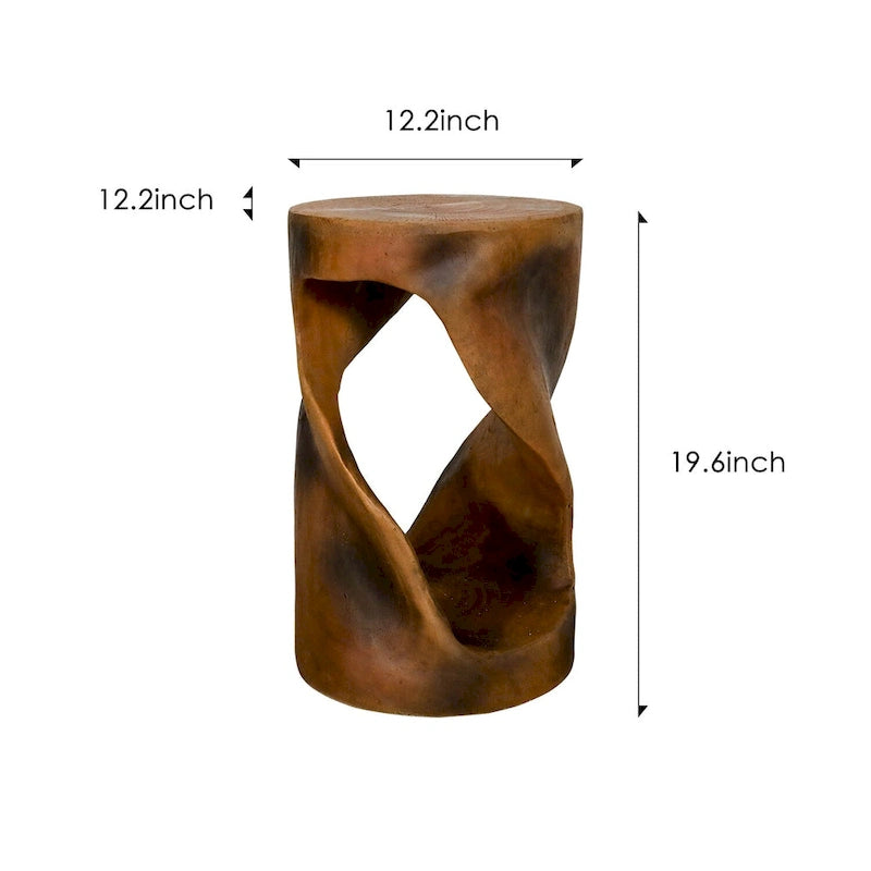 Twist Shape Concrete Side Table,Unique Modern End Table for Home Decor