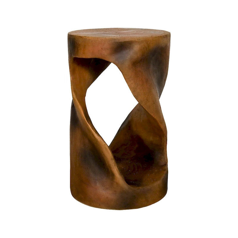 Twist Shape Concrete Side Table,Unique Modern End Table for Home Decor