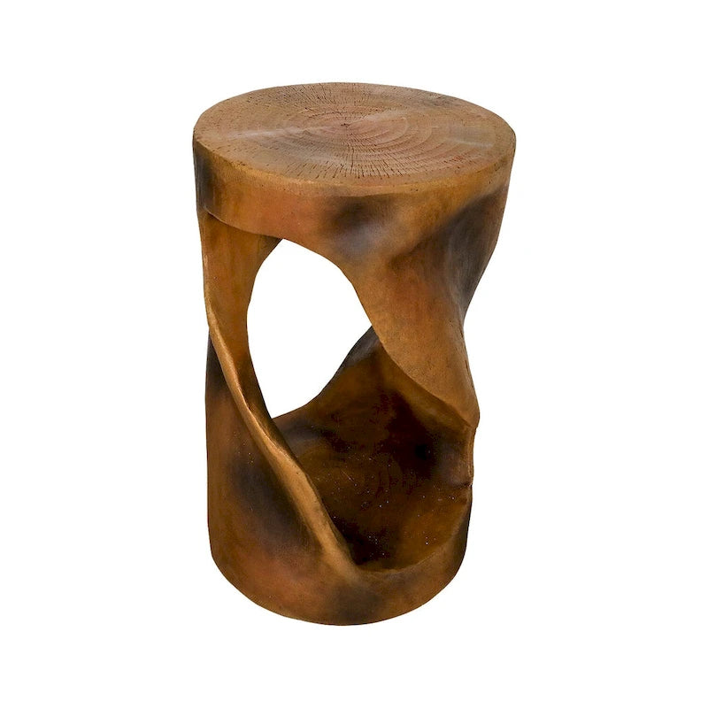 Twist Shape Concrete Side Table,Unique Modern End Table for Home Decor
