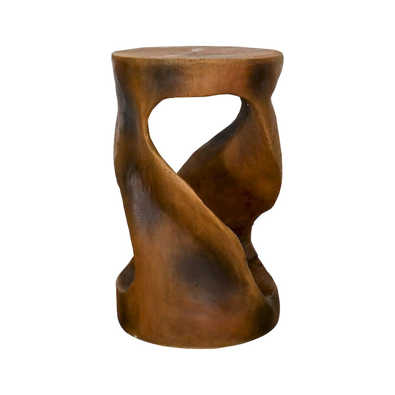 Twist Shape Concrete Side Table,Unique Modern End Table for Home Decor