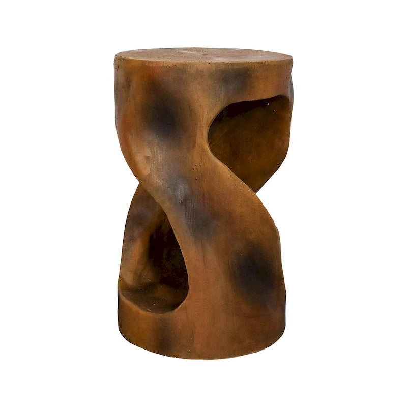 Twist Shape Concrete Side Table,Unique Modern End Table for Home Decor