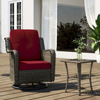 Outdoor Patio Woven Rattan Swivel Rocking Chair with Cushions