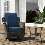 Outdoor Patio Woven Rattan Swivel Rocking Chair with Cushions