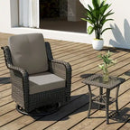 Outdoor Patio Woven Rattan Swivel Rocking Chair with Cushions
