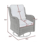Outdoor Patio Woven Rattan Swivel Rocking Chair with Cushions
