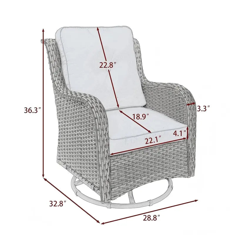 Outdoor Patio Woven Rattan Swivel Rocking Chair with Cushions