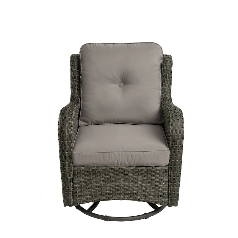 Outdoor Patio Woven Rattan Swivel Rocking Chair with Cushions