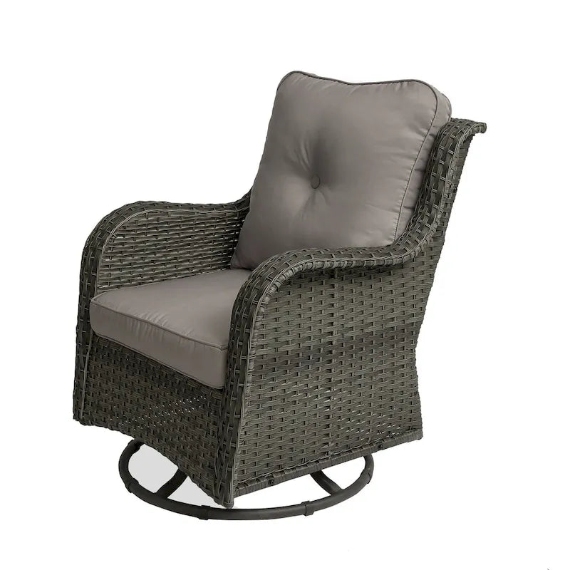 Outdoor Patio Woven Rattan Swivel Rocking Chair with Cushions