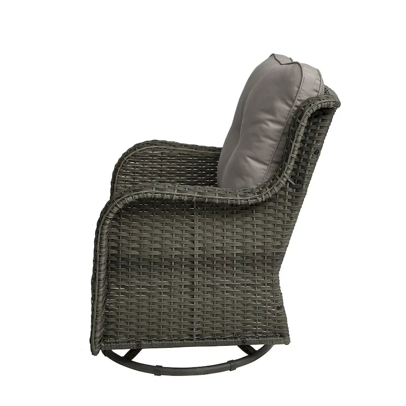 Outdoor Patio Woven Rattan Swivel Rocking Chair with Cushions