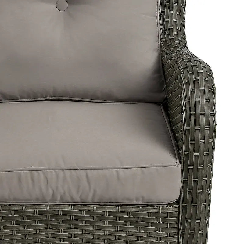 Outdoor Patio Woven Rattan Swivel Rocking Chair with Cushions
