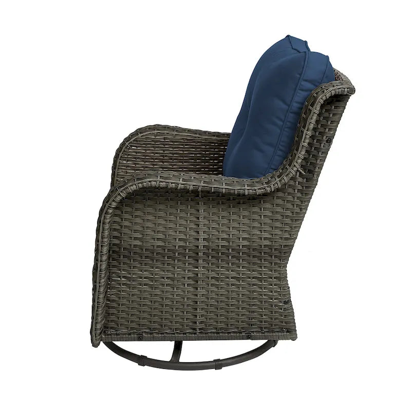 Outdoor Patio Woven Rattan Swivel Rocking Chair with Cushions