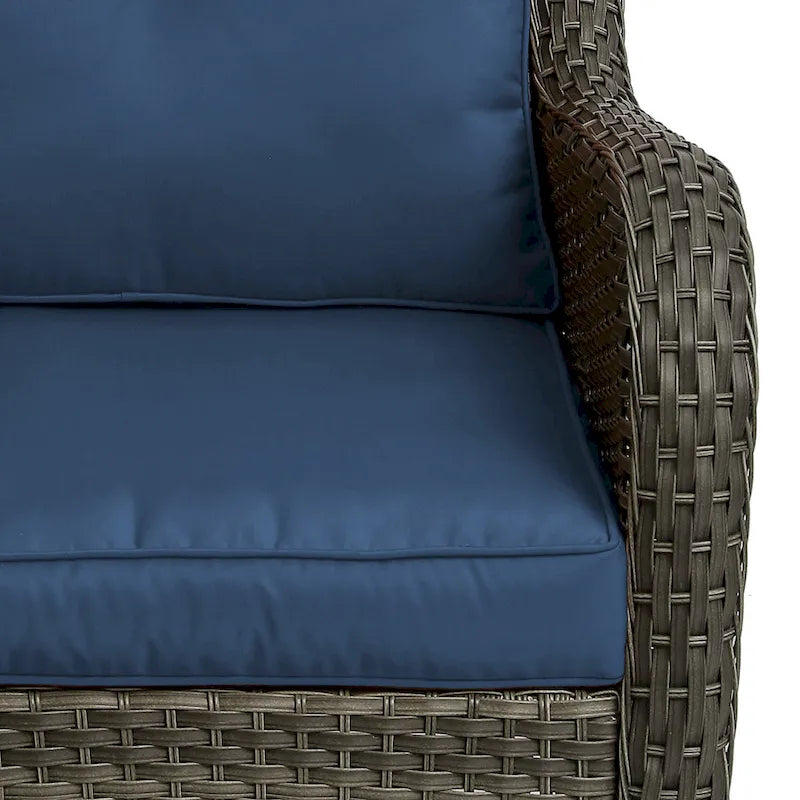 Outdoor Patio Woven Rattan Swivel Rocking Chair with Cushions