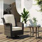 Outdoor Patio Woven Rattan Swivel Rocking Chair with Cushions