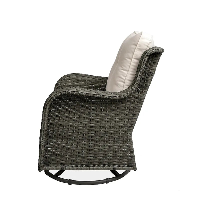 Outdoor Patio Woven Rattan Swivel Rocking Chair with Cushions